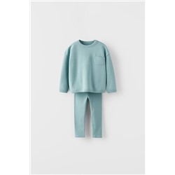 PLAIN PLUSH SWEATSHIRT AND LEGGINGS CO-ORD