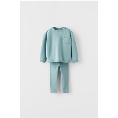 PLAIN PLUSH SWEATSHIRT AND LEGGINGS CO-ORD