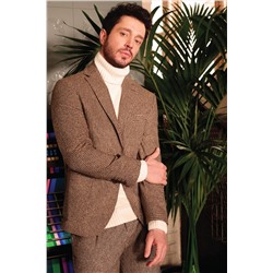 Avva Erkek Kahverengi Yün Karışımlı Slim Fit Dar Kesim Takım Elbise Ceketi A22y4018 A22Y4018