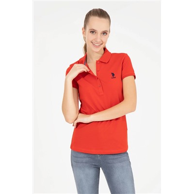 Kadın Kırmızı Basic Polo Yaka Tişört