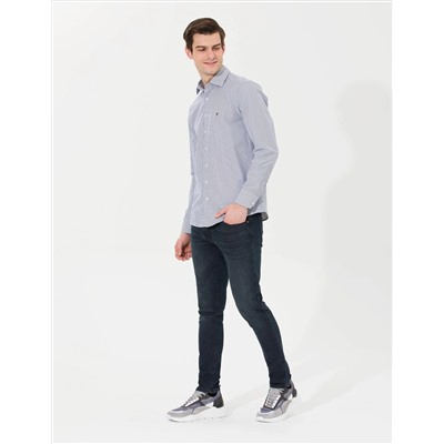 Lacivert Slim Fit Uzun Kollu Gömlek
