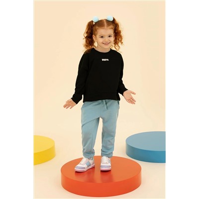 Çocuk Siyah Basic Bisiklet Yaka Sweatshirt