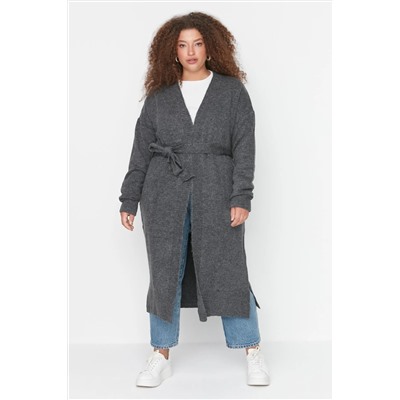 Antrasit Oversize/Bol Kesim Triko Hırka TBBAW23AV00017