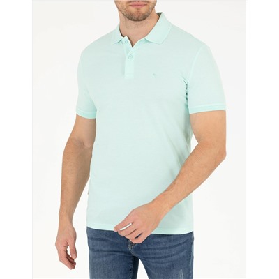 Açık Yeşil Slim Fit Polo Yaka Basic Tişört