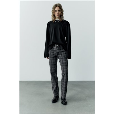 TRF STRAIGHT-LEG PRINTED MID-RISE JEANS