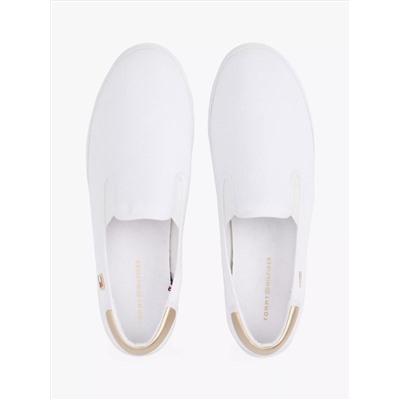 Metallic Heel Canvas Slip-On Sneaker