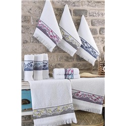 Riva Garden Çiçek Nakışlı 10'lu 30x50 Cm El Ve Yüz Havlu Seti Mutfak Havlusu 153-89-0132