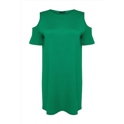 Yeşil A-line Cut-Out Detaylı Örme Elbise TBBSS22EL2986