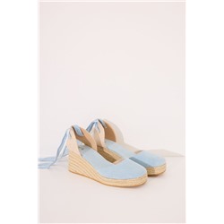 Sandalias esparto azul plataforma