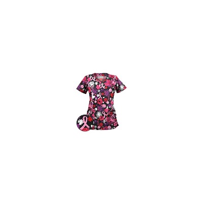 UA Painted Pink Ribbons Black Print Scrub Top