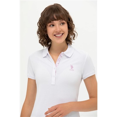 Kadın Beyaz Basic Polo Yaka Tişört