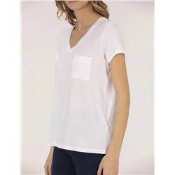 Beyaz Comfort Fit V Yaka Basic Tişört