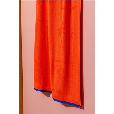 Sorle %100 Pamuk Plaj Havlusu - Turuncu - 70x150 cm