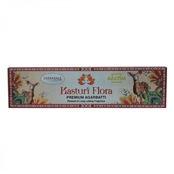 PATANJALI Aastha Premium Agarbatti Kasturi Flora  Благовоние Цветочный мускус (масальные) 20шт
