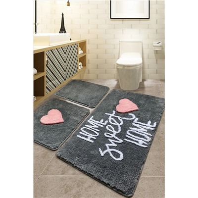 Chilai Home Home Sweet Home Füme 3 Lu Set 60x100 Cm 50x60 Cm 40x60 Cm Klozet Takımı 8682125938981