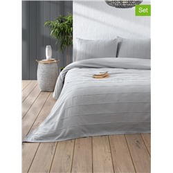 Colorful Cotton  3tlg. Tagesdecken-Set in Grau