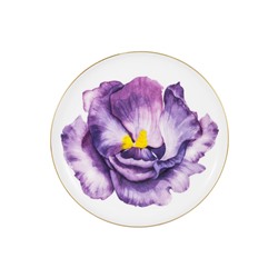 Тарелка десертная, 19 см, фарфор F, белая, с золотистым кантом, Ирис, Flowers, 59126
