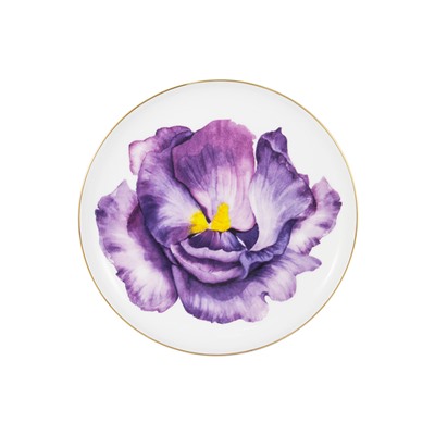 Тарелка десертная, 19 см, фарфор F, белая, с золотистым кантом, Ирис, Flowers, 59126