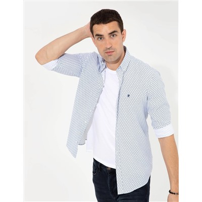 Lacivert Slim Fit Uzun Kollu Gömlek