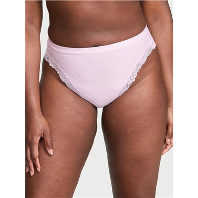 Seamless Lace-Trim High-Leg Brief Panty