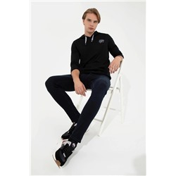 Erkek Siyah Kapüşonlu Basic Sweatshirt