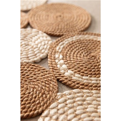 Alsace Yuvarlak Eklemeli Kilim - Naturel/Krem - 120 cm