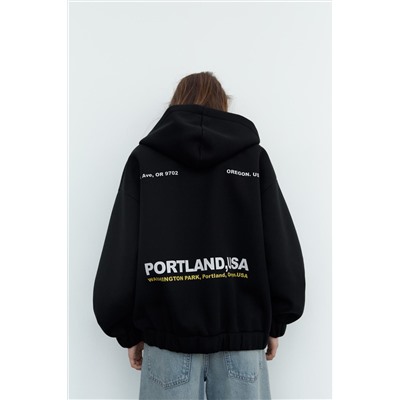 SCUBA-EFFECT BOMBER HOODIE