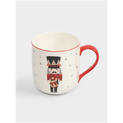 Кружка, 450 мл, фарфор F, бело-красная, Щелкунчик, Nutcracker