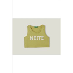 United Colors of BenettonKız Çocuk Açık Yeşil Renk Yazılı Crop Atlet