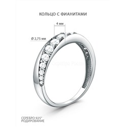 Кольцо из серебра с фианитами родированное 925 пробы 10-1315р