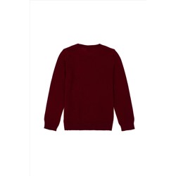 Erkek Çocuk Bordo Basic Bisiklet Yaka Kazak