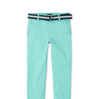 Boys Belted Stretch Chino Pants