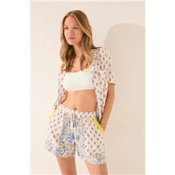 Pantalón corto viscosa patchwork multicolor
