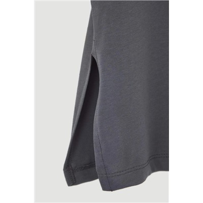 Antrasit Bisiklet Yaka %100 Pamuk Örme T-Shirt TBBSS23BF00030