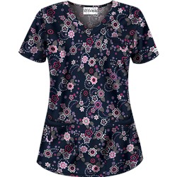 UA Floral Extravaganza Navy Scrub Top