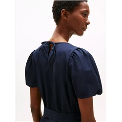 Puff-Sleeve Belted Dress