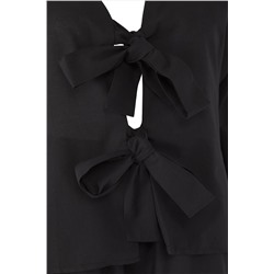 Siyah Bağlama Detaylı Beachwear Büyük Beden Alt-Üst Takım TBBSS25CP00001