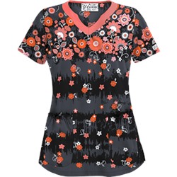 UA Artisan Flower Pewter Scrub Top