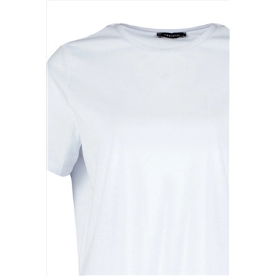 Beyaz Regular Fit Basic Bisiklet Yaka %100 Pamuk Örme Büyük Beden T-Shirt TBBSS22TS0733