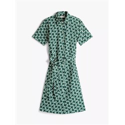 Monogram Print Belted Shirtdress