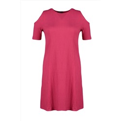 Fuşya A-line Cut-Out Detaylı Örme Elbise TBBSS22EL2986