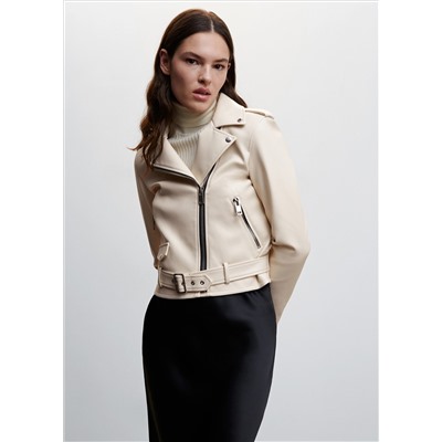 Cazadora biker efecto piel