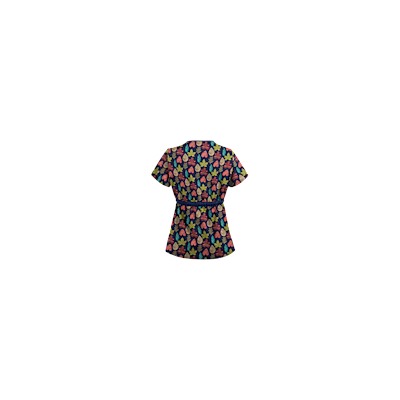 UA Leaf Of Faith Navy Print Mock Wrap Scrub Top