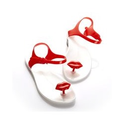 Сандалии Zhoelala KISS (белый+красный)/ Zhoelala KISS (white+red)