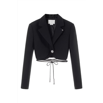 Chaqueta de lana y seda Negro