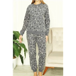 Nicoletta Kadın Peluş Pijama Takimi Welsoft GRİ 94123