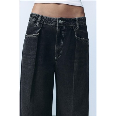 TRF RELAXED FIT HIGH-WAIST JEANS WITH PLEATS