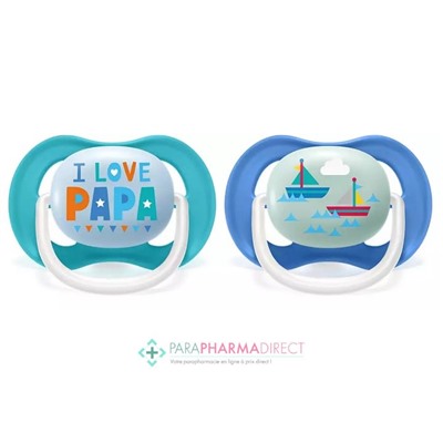 Avent Sucettes Ultra Air Happy 6-18 mois "Love" & Bateaux x2
