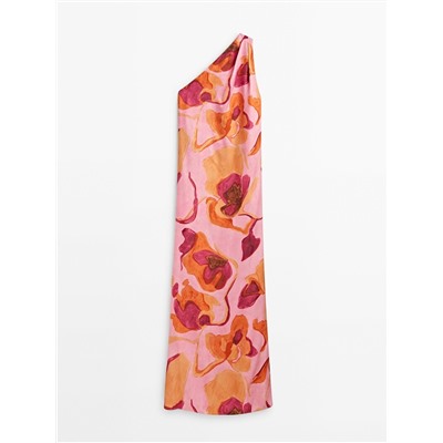 Vestido largo asimétrico estampado floral