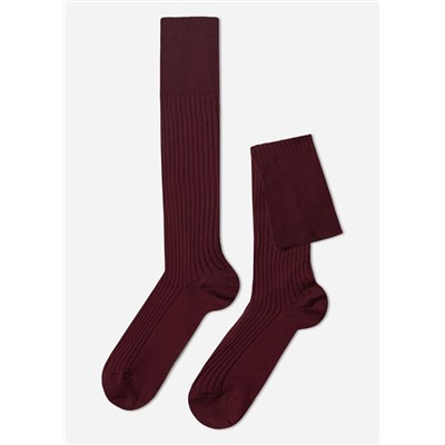 Lange gerippte Herrensocken mit Fil d‘Ecosse
